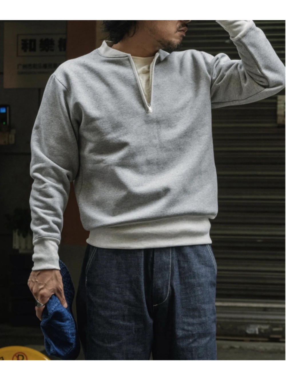Racing Half-Zip Heavyweight Fleece Sweatshirt Gray Non Stock Mfg. Co. 38